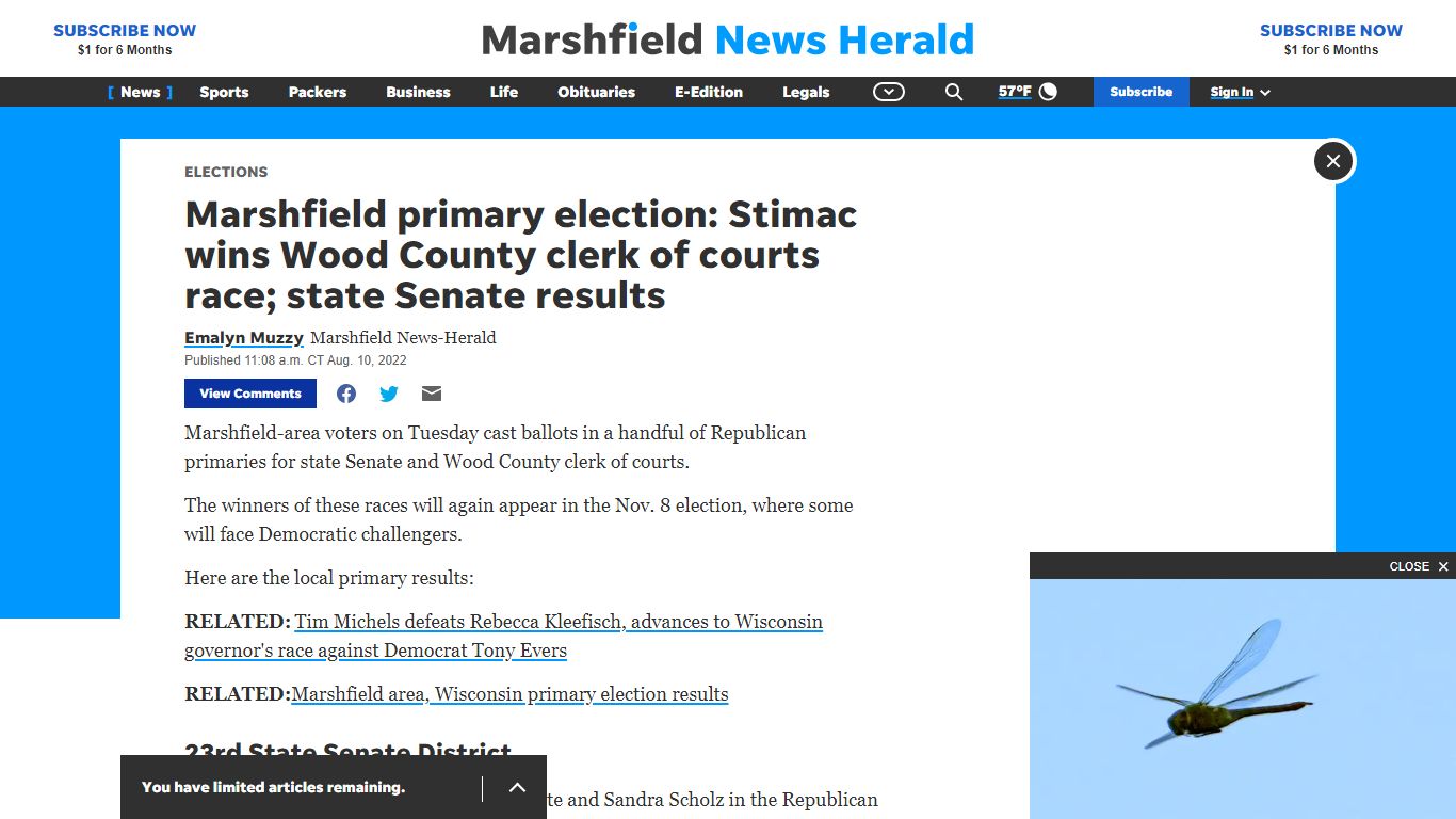 Marshfield primary election results: Wood County clerk of courts